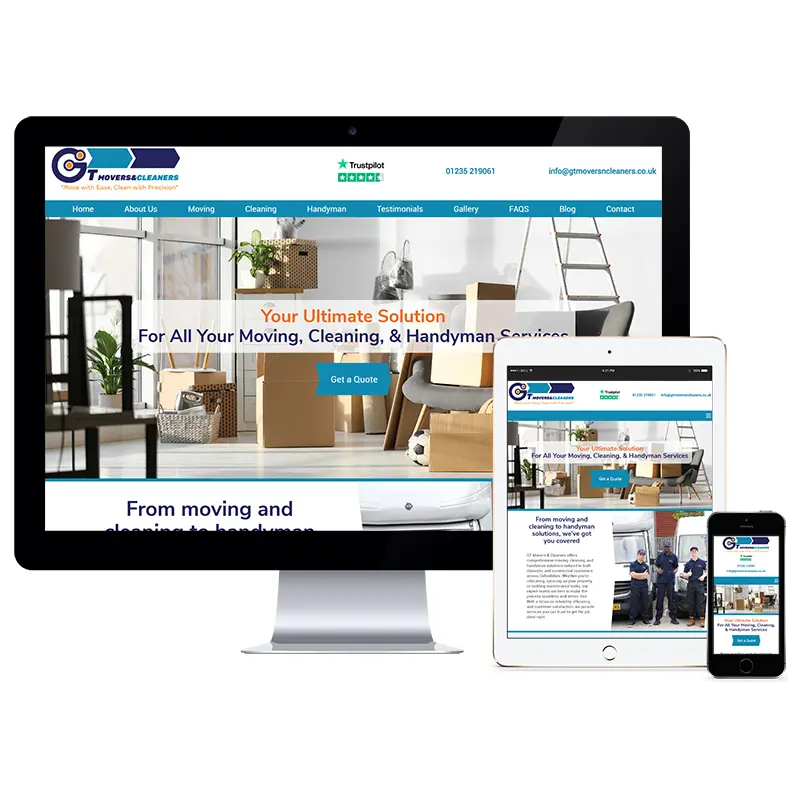 Web Design for GT Movers & Cleaners, Didcot