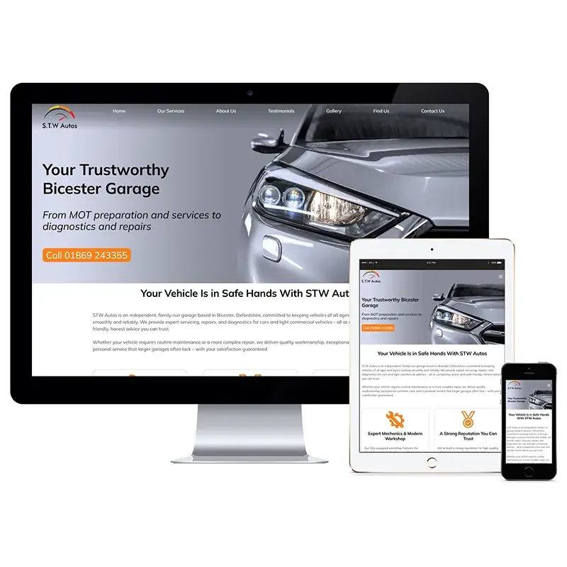 Custom website design - STW Autos, Bicester