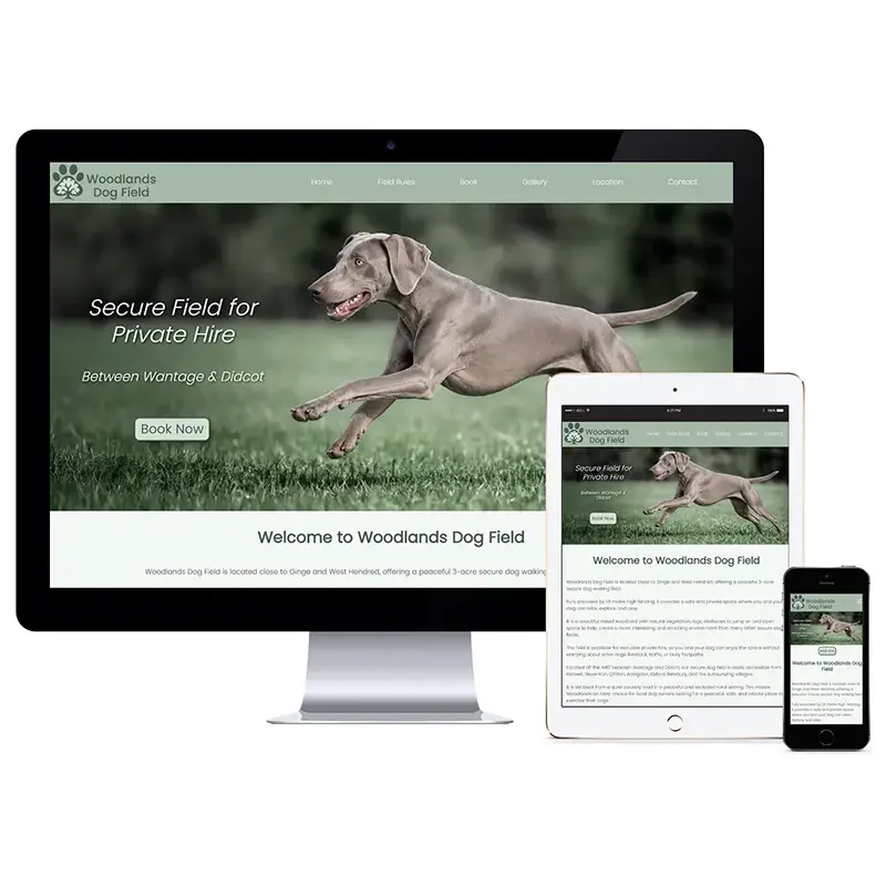 Custom web design - woodlands dog field