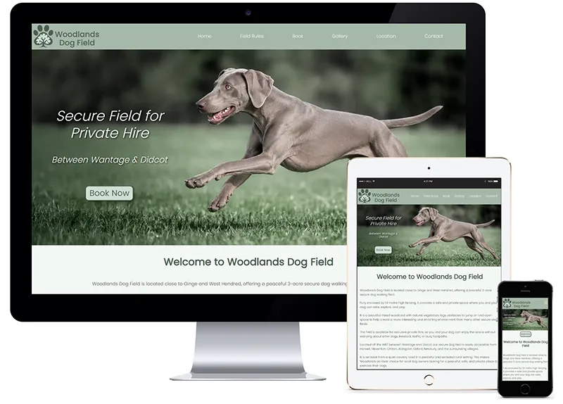 Custom web design - woodlands dog field